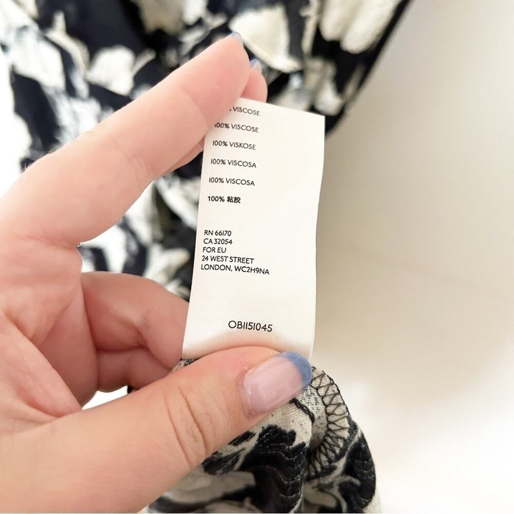 Free People Black White Flutter Sleeve French Quarter Printed Mini Dress Size M - Picture 8 of 8